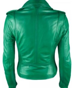 Women Green Biker Leather Jacket