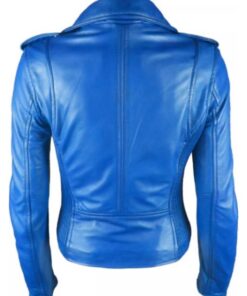 Women Blue Leather Jacket