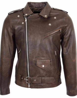 Men Brown Biker Jacket