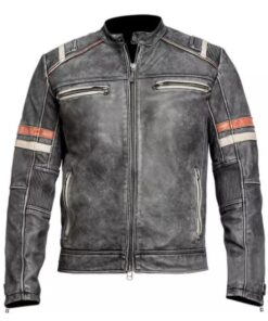 Distressed leather jacket