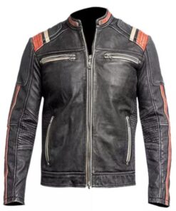 Distressed biker jacket