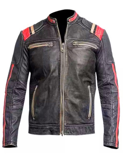 Men gray biker jacket