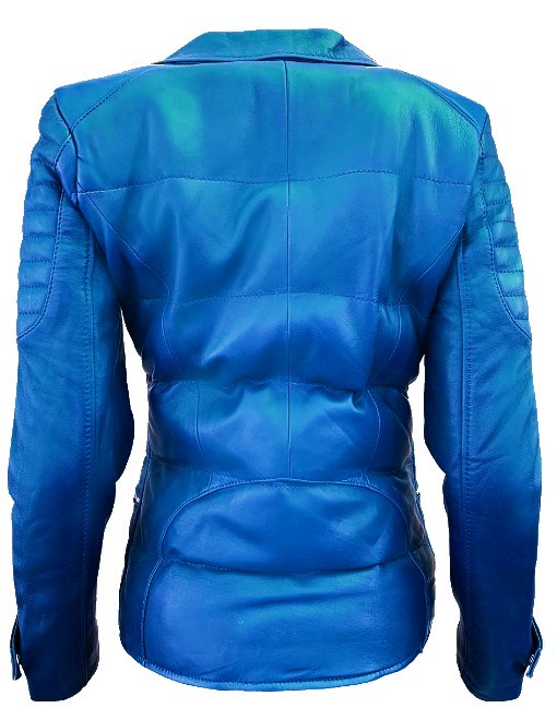 Blue puffer jacket