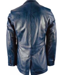 Blue leather blazer