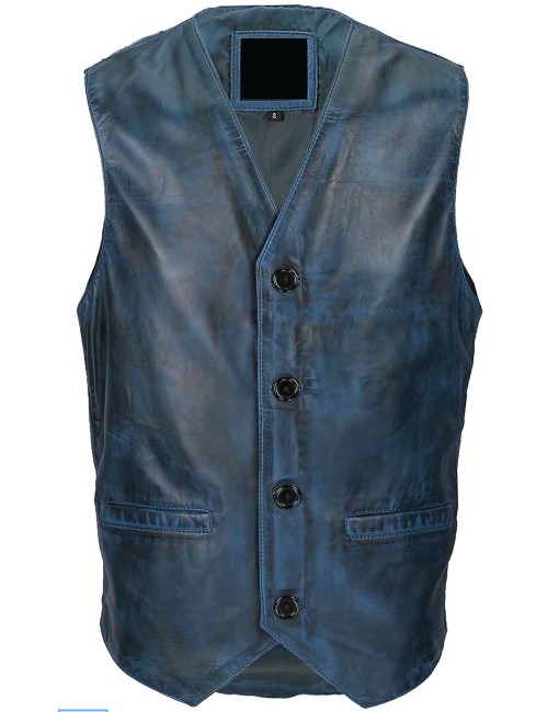 Blue leather vest