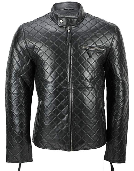 Super Diamond Quilt Leather Jacket | Shop Men Jackets - Bioleathers.com