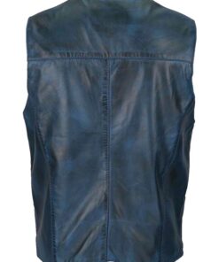 Blue leather vest