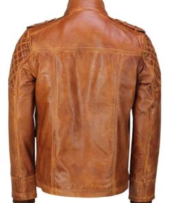 men tan leather jacket