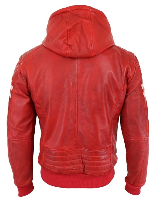 men red bomber leather jacket