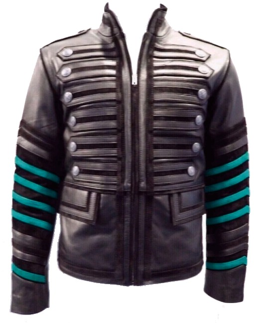 sky blue vintage leather jacket