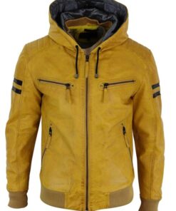 mens yellow bomber leather jacket