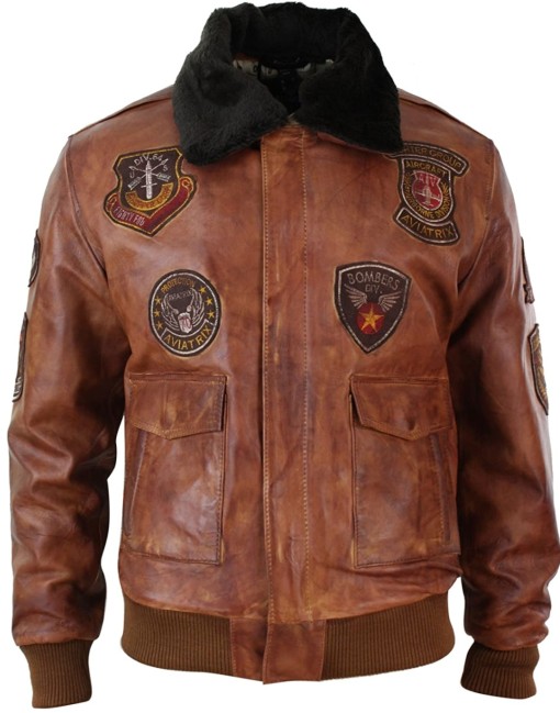brown aviator leather jacket