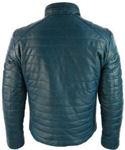 royal blue puffer leather jacket