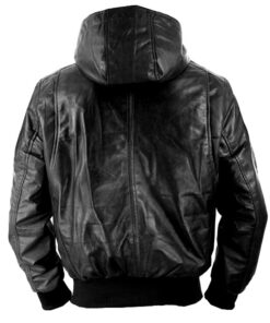 black hooded leather jacket