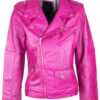 pink biker leather jacket