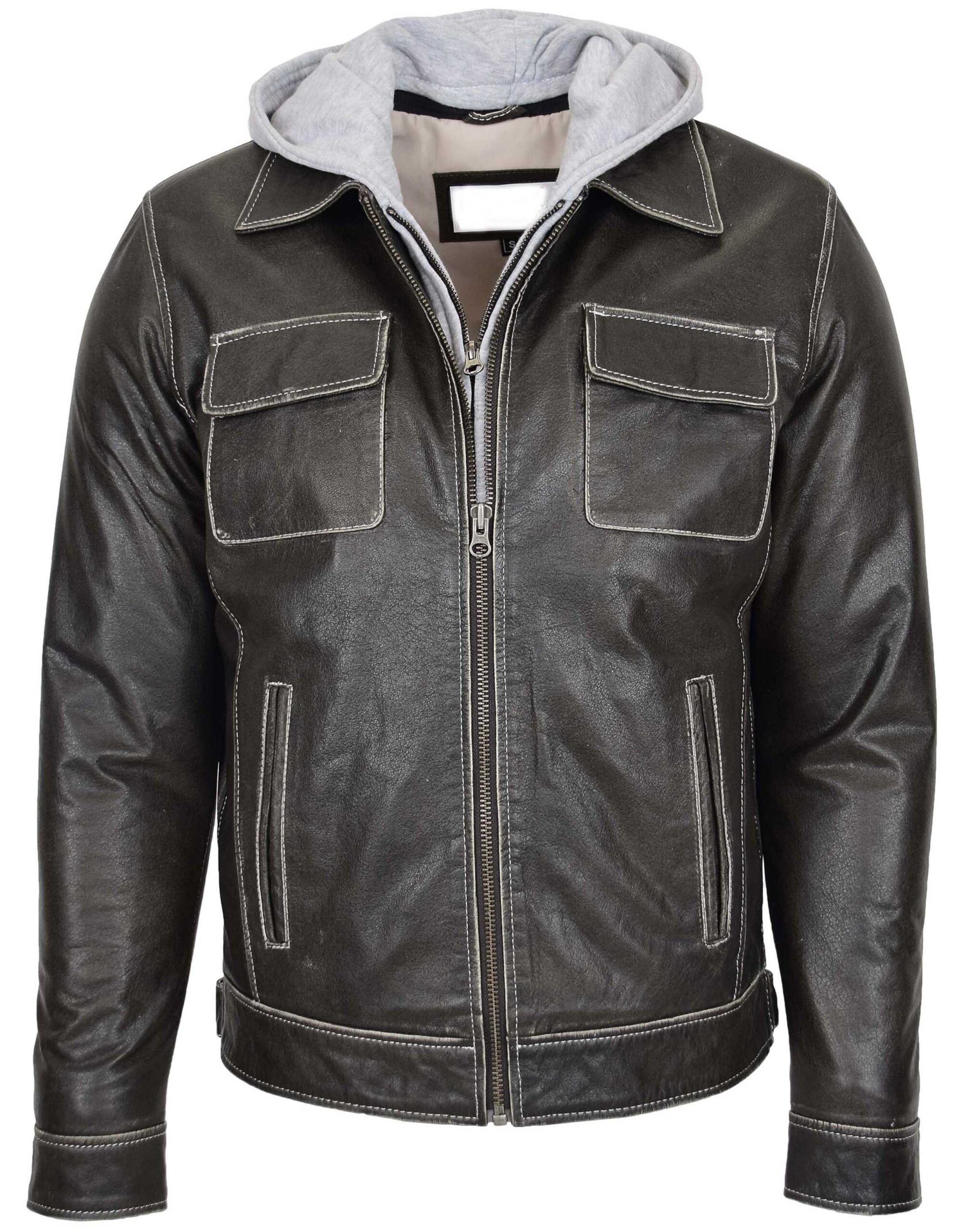 Mens Hooded Cafe Racer Leather Jacket | Shop Now - Bioleathers.com