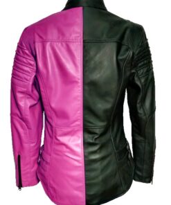 black pink leather jacket
