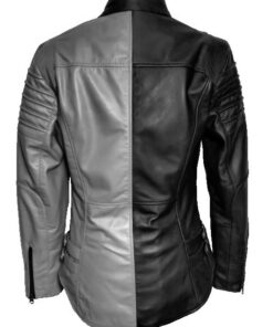 black gray leather jacket