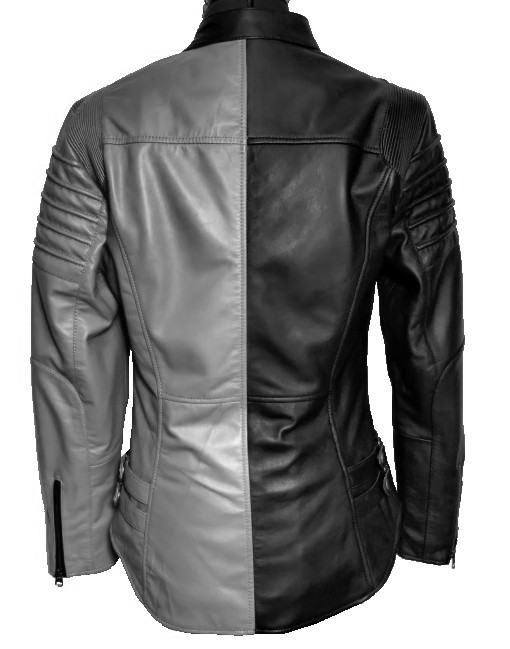 black gray leather jacket