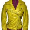 women yellow biker jacket