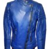 blue ladies leather jacket