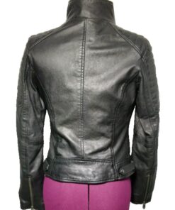 women black leather jacket