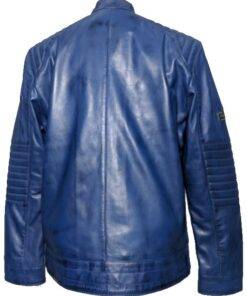 super blue leather jacket