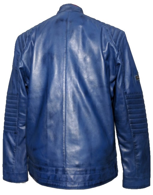 super blue leather jacket