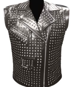 men studded leather vest