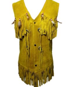 yellow suede leather vest