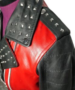 black red leather jacket
