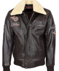men brown pilot leather jacket