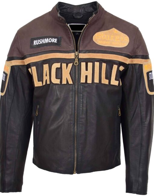 men black biker leather jacket