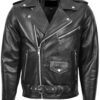 men black biker leather jacket