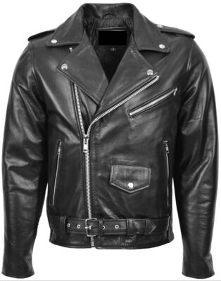 men black biker leather jacket