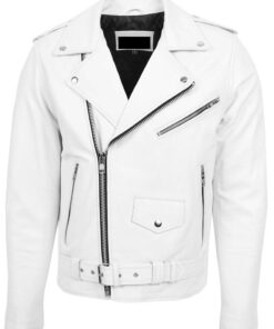 men white biker leather jacket