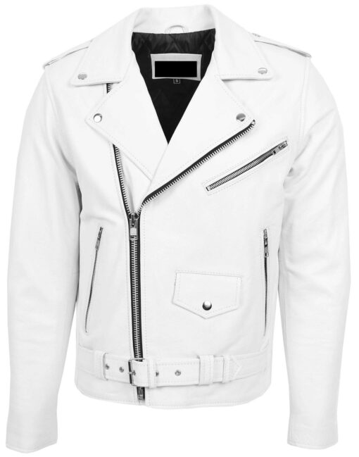 men white biker leather jacket