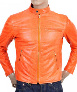 Orange leather jacket