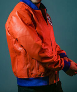 Goku orange leather jacket