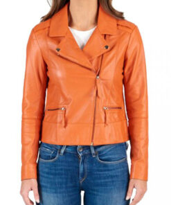 womens-orange-biker-jacket